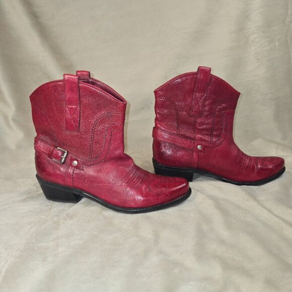 FRANCO SARTO ANKLE COWBOY BOOTS IN RED SIZE WOMEN'S US 7.5 - Picture 3 of 10